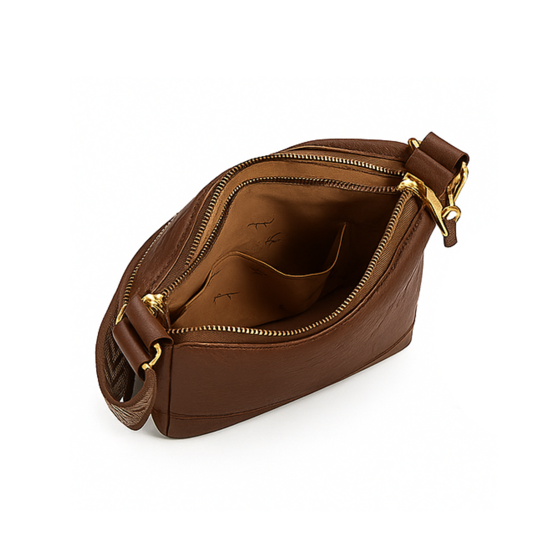 Nyra Elegante Schultertasche aus Leder - Braun