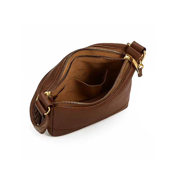 Nyra Elegante Schultertasche aus Leder - Braun