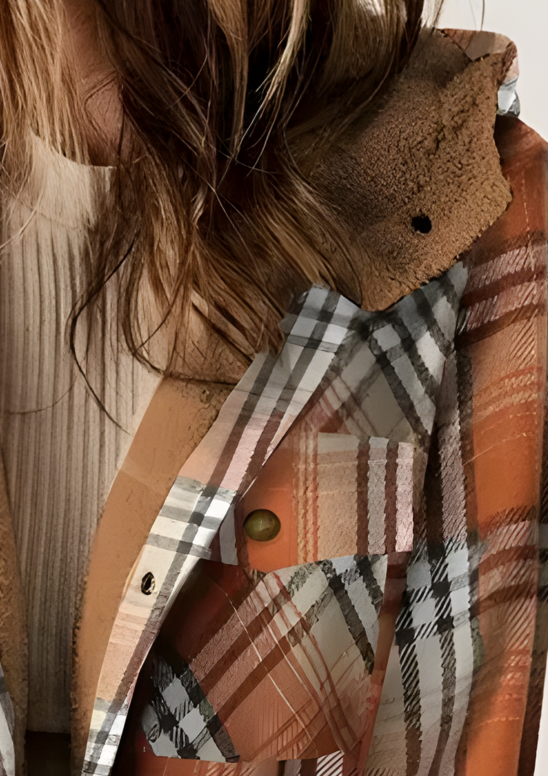 Yseldis Kariert gefütterte Fleece-Jacke - Orange