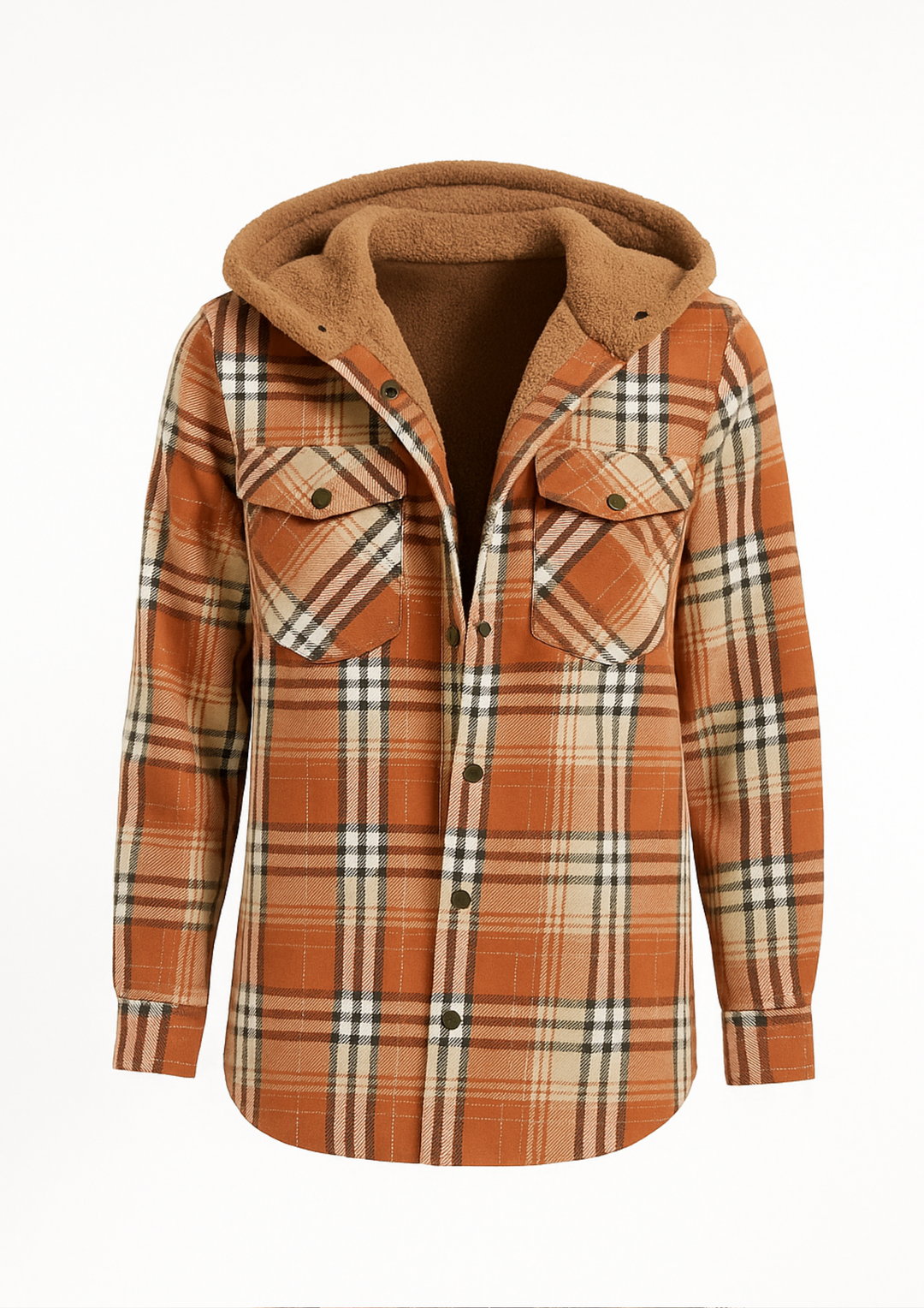 Yseldis Kariert gefütterte Fleece-Jacke - Orange
