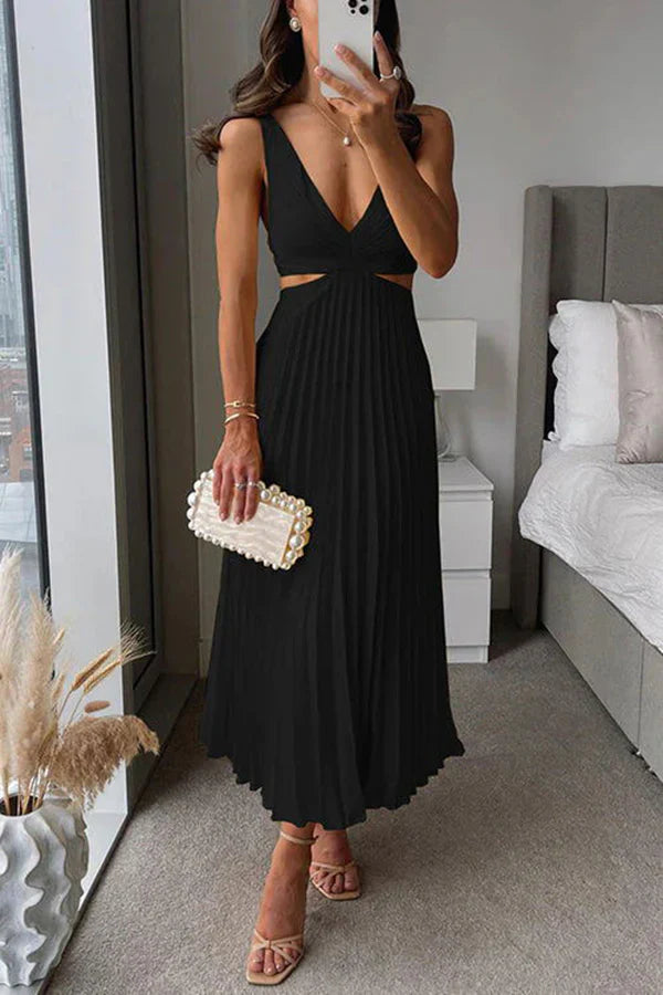 Xenia – Midisommerkleid mit Falten und tailliertem Schnitt