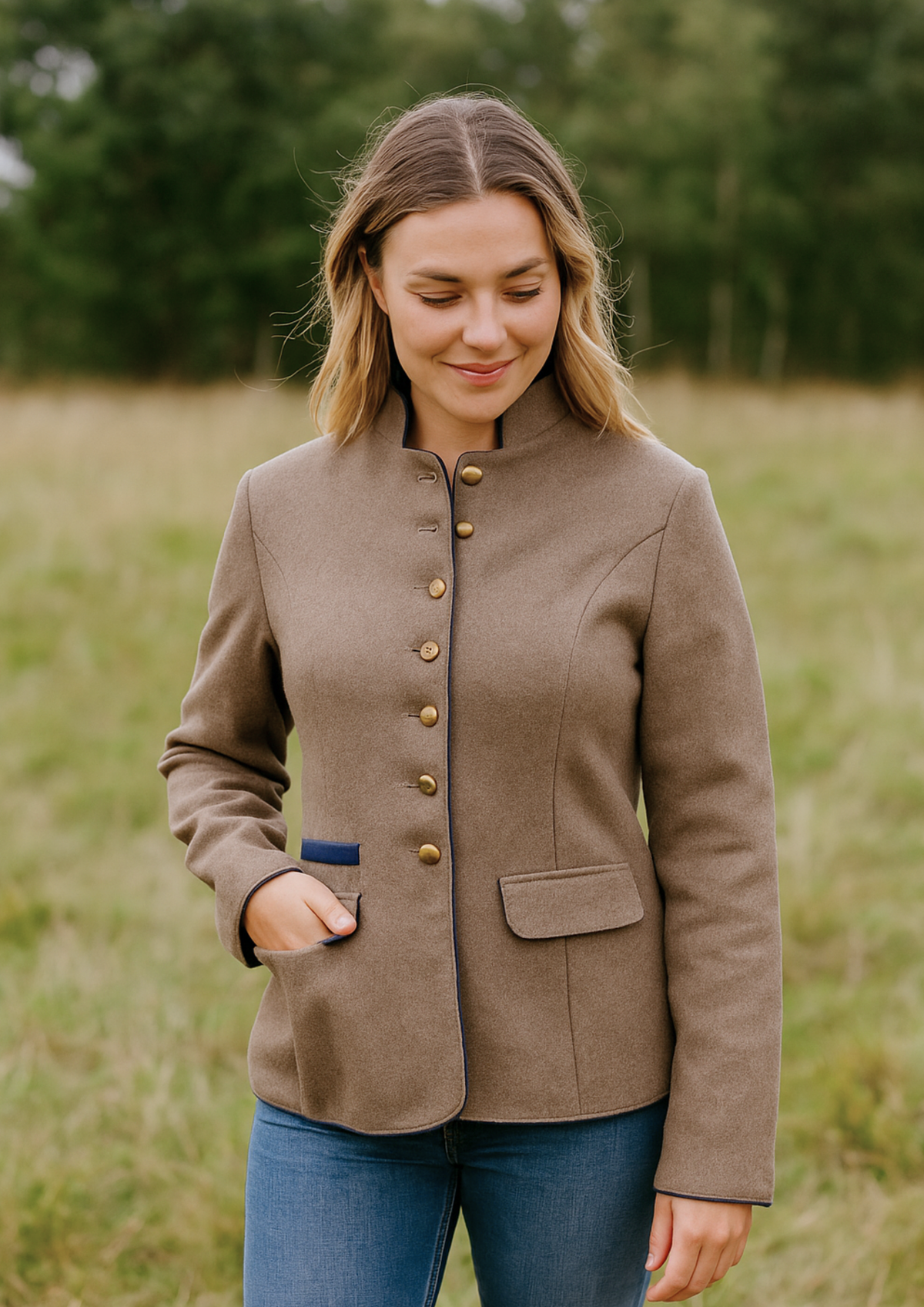 Solé Elegante kurze Jacke mit Taschen - Braun