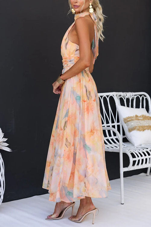 Aurora | Neckholderkleid mit Aquarellmuster