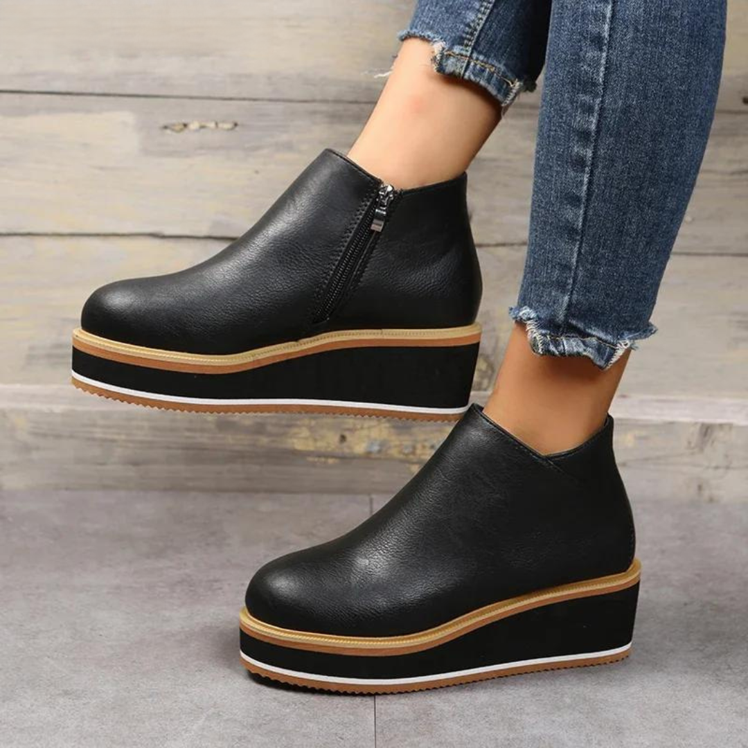 LUCY – Orthopädische Leder-Plattformstiefeletten mit Komfortsohle