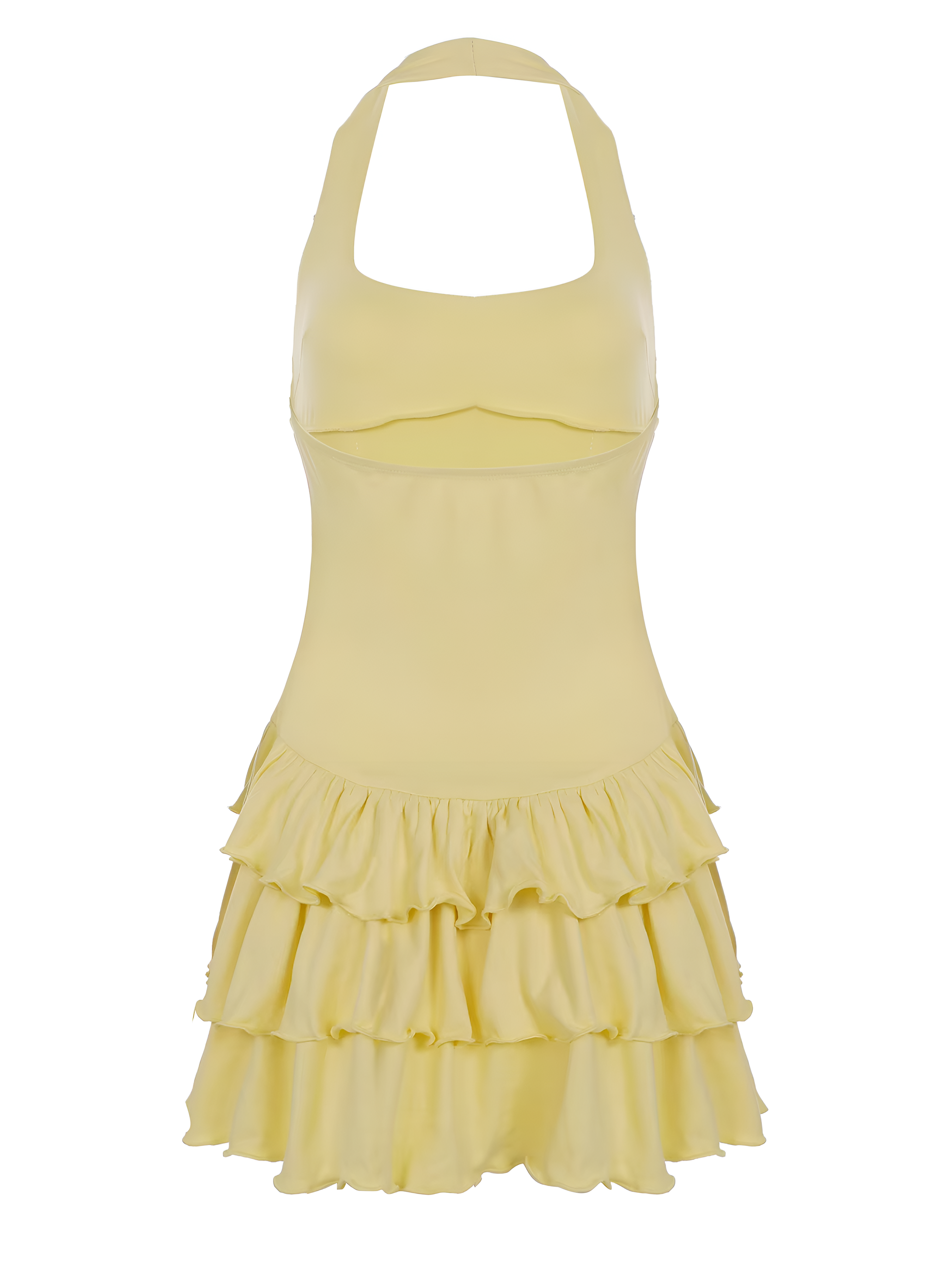 Damen Mini Kleid mit Neckholder, Rüschensaum und figurbetontem Sommerdesign