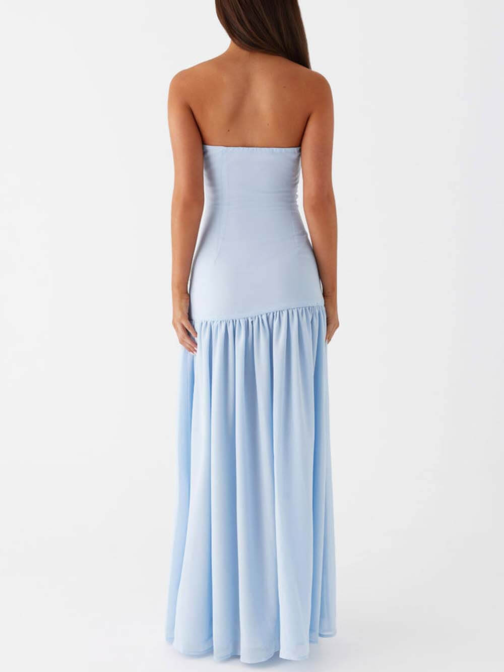 Exquisites rückenfreies Plissee trägerloses Maxikleid
