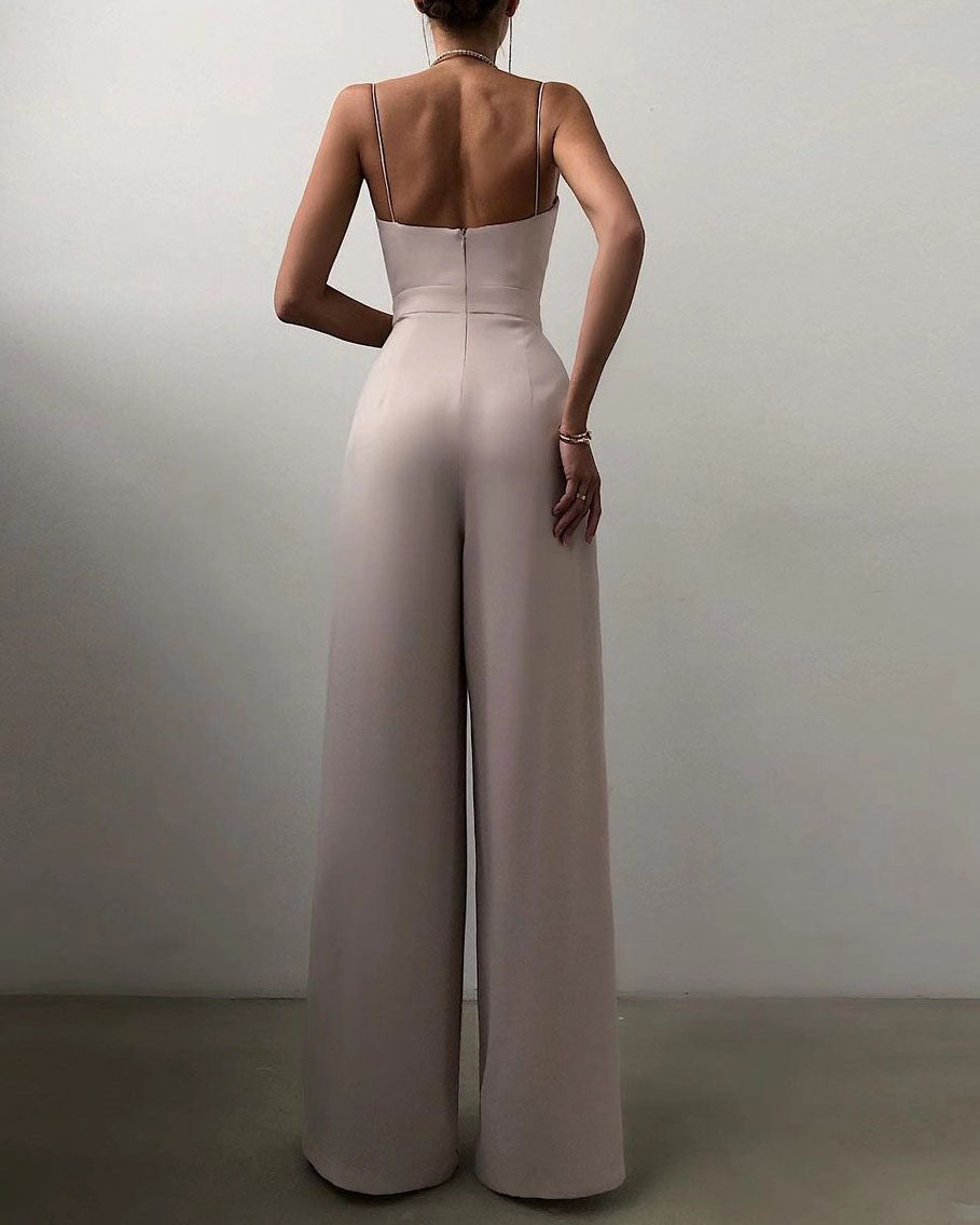Rebecca – Overall mit geradem Bein, hoher Taille und feinen Trägern