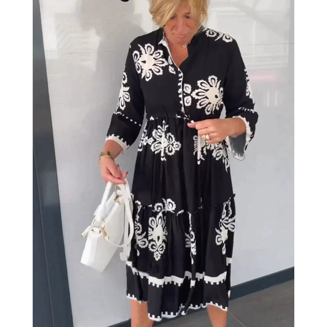 Greta – Geblümtes Kleid mit Dreiviertelärmeln