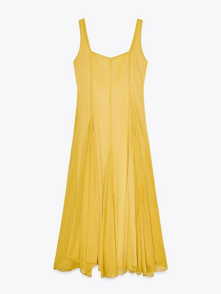 Elegantes langes Kleid mit quadratischem Ausschnitt und Trägern, ideal für legere Tage