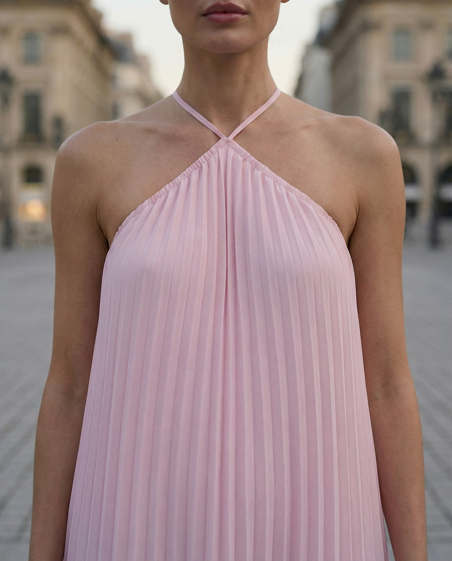 Grace Elegant Strapless A-Line Pleated Maxi Dress