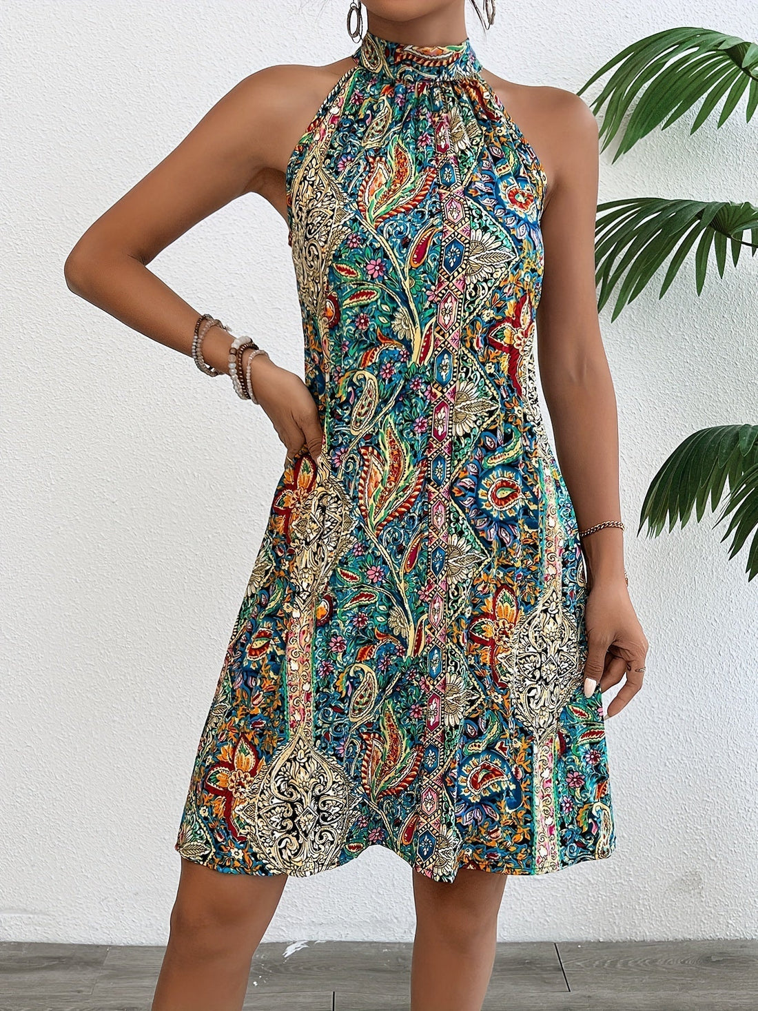 Blaire – Kleid mit plissiertem Neckholder-Ausschnitt