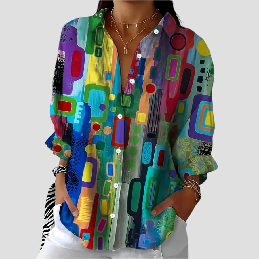 Edna Geometric Print Blouse