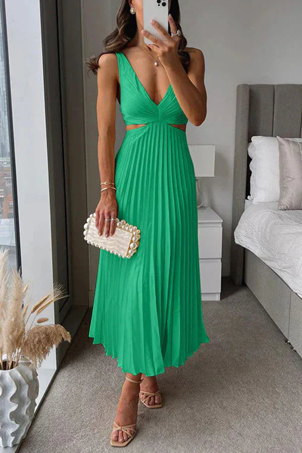 Xenia – Midisommerkleid mit Falten und tailliertem Schnitt