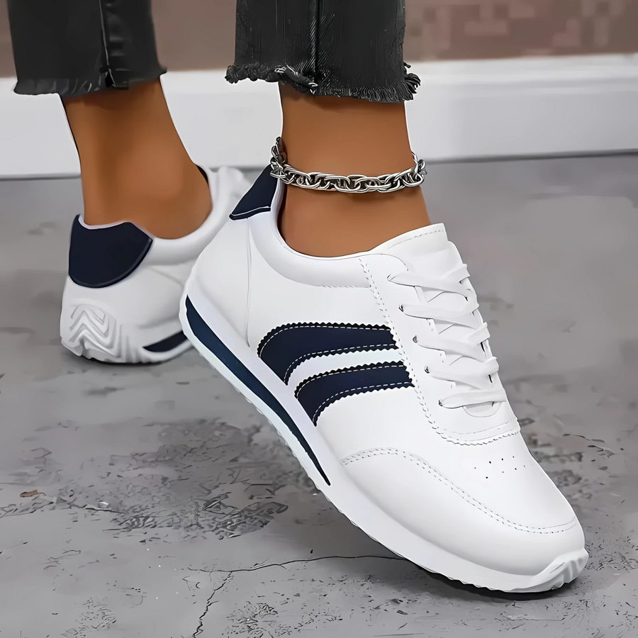 Lettie Handcrafted Premium Leather Casual Sneakers - Blue