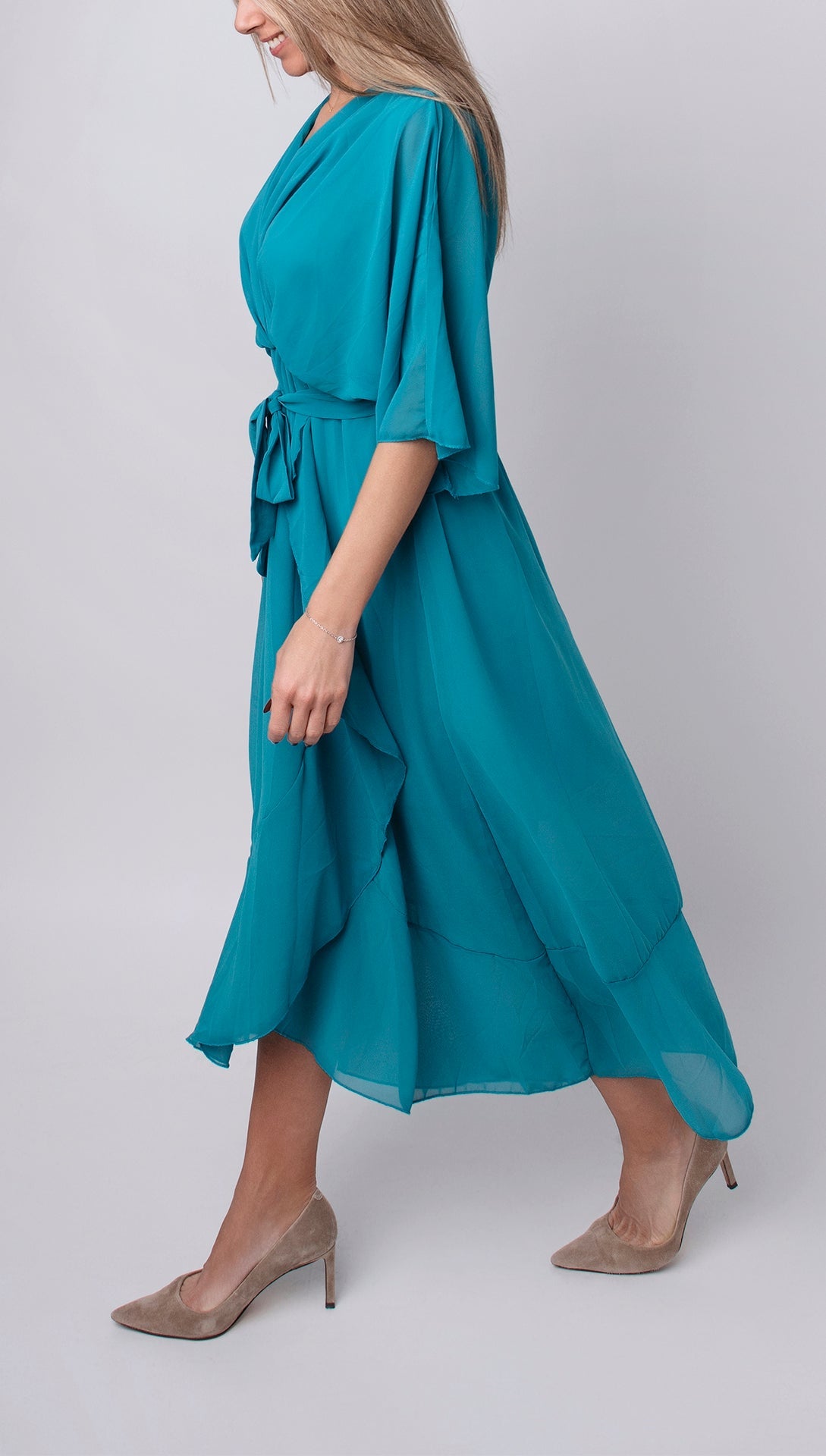 Monica – Elegantes Chiffonkleid mit V-Ausschnitt