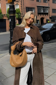Veronica | Eleganter Wildleder Trenchcoat