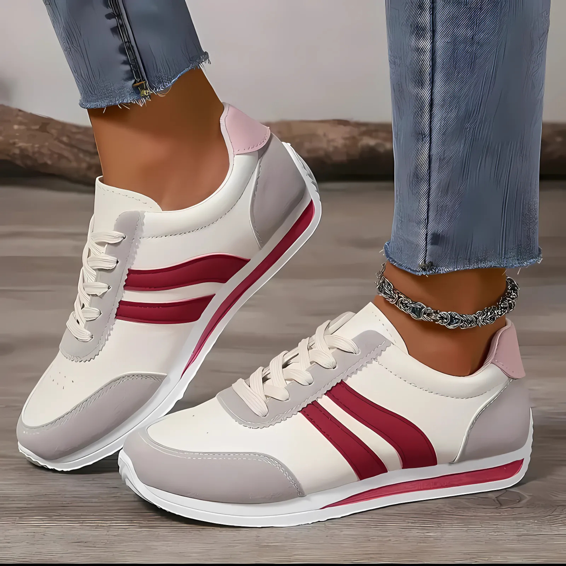 Lettie Handgefertigte Damen-Sneaker aus Leder - Rosa