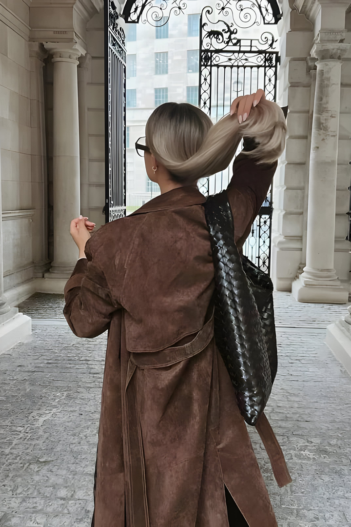 Veronica | Eleganter Wildleder Trenchcoat