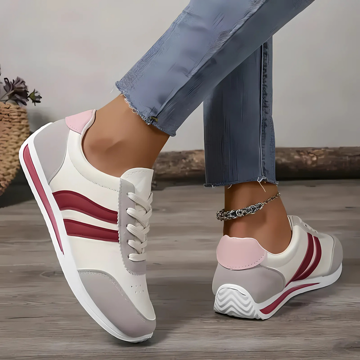 Lettie Handgefertigte Damen-Sneaker aus Leder - Rosa