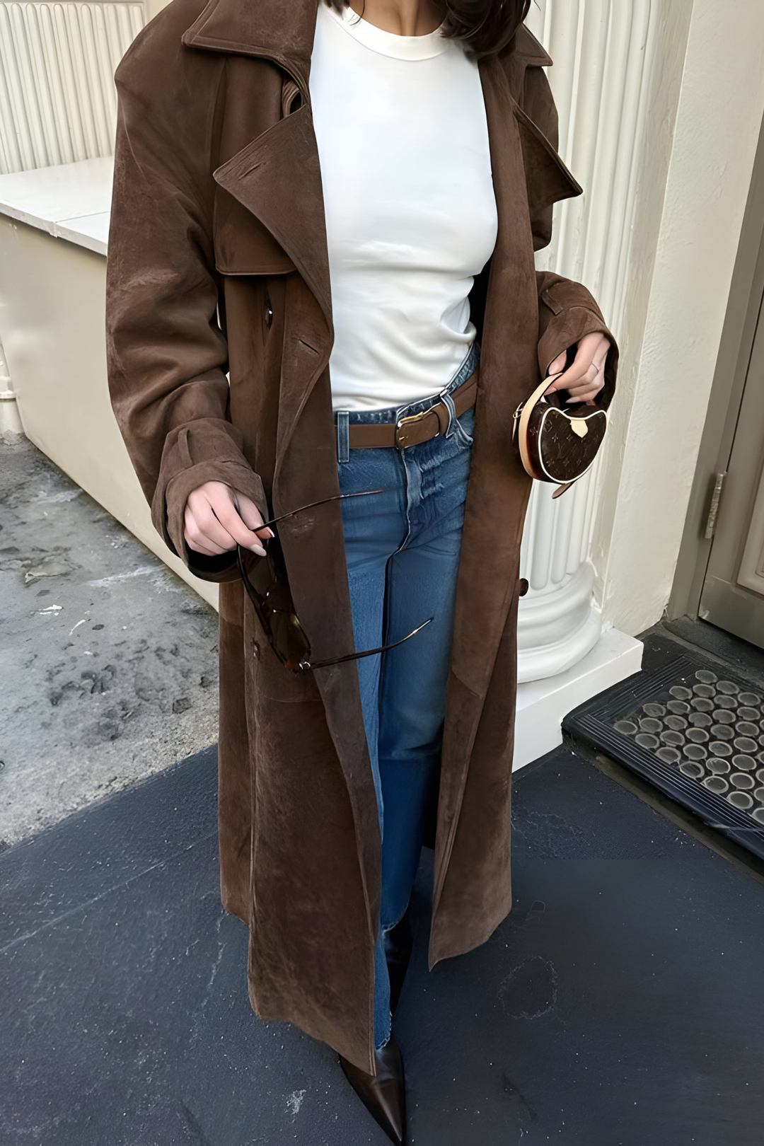 Veronica | Eleganter Wildleder Trenchcoat