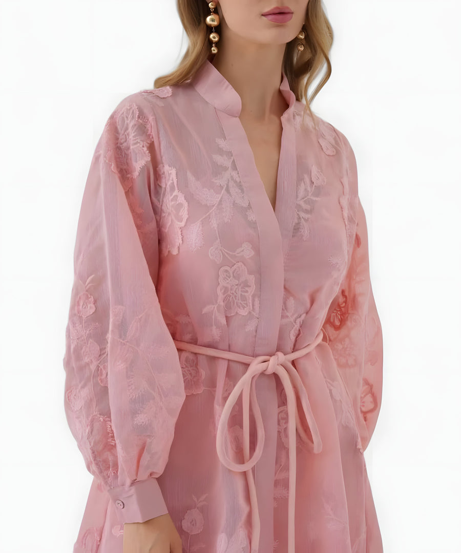 Isadora Jacquard Midi Dress | Pink