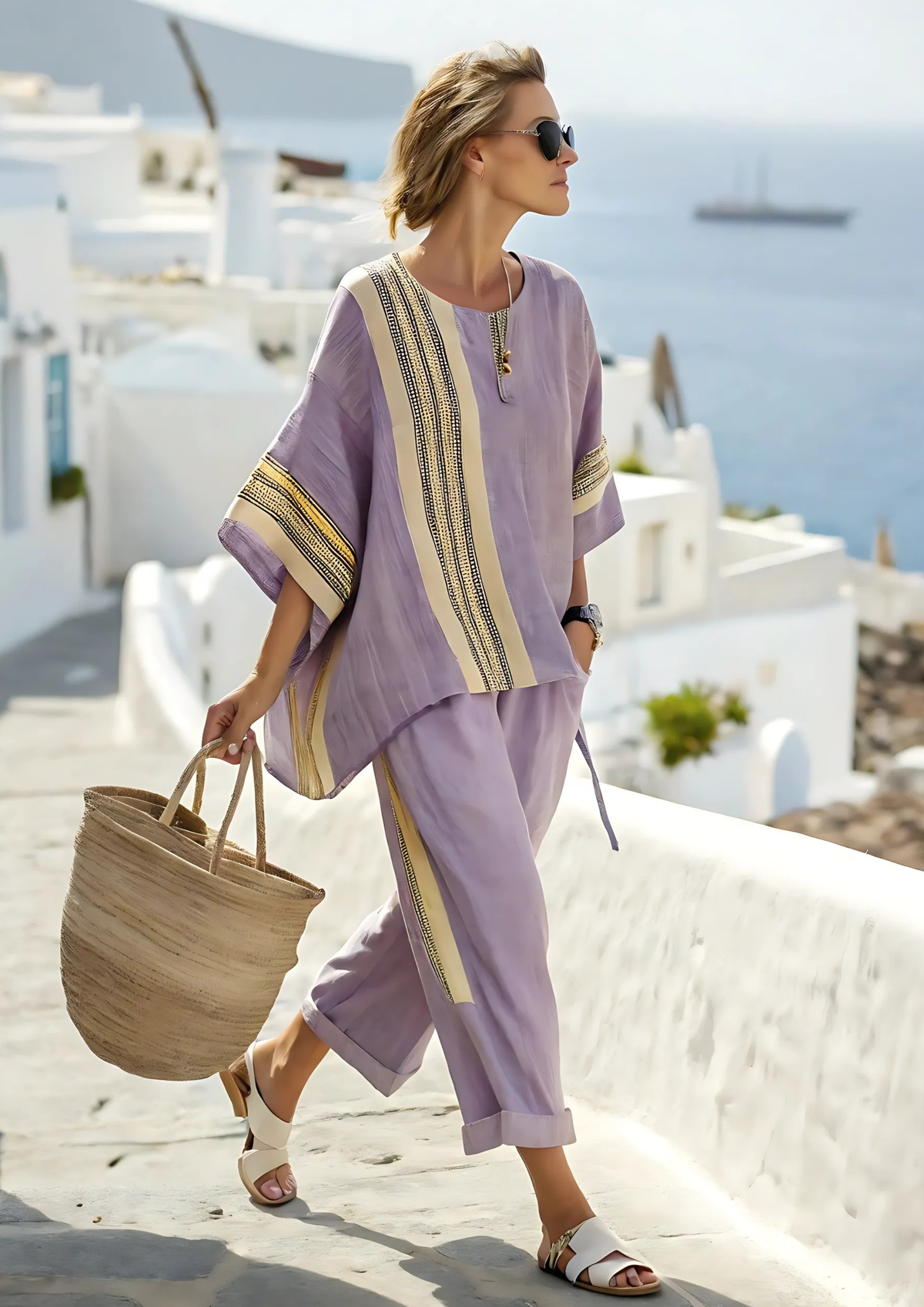 Teya Elegantes lockeres Maxi-Kleid - Lila