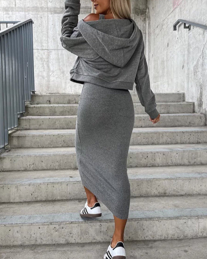 Trinidad – Lagenkleid mit Kapuze und Kurzem Hoodie