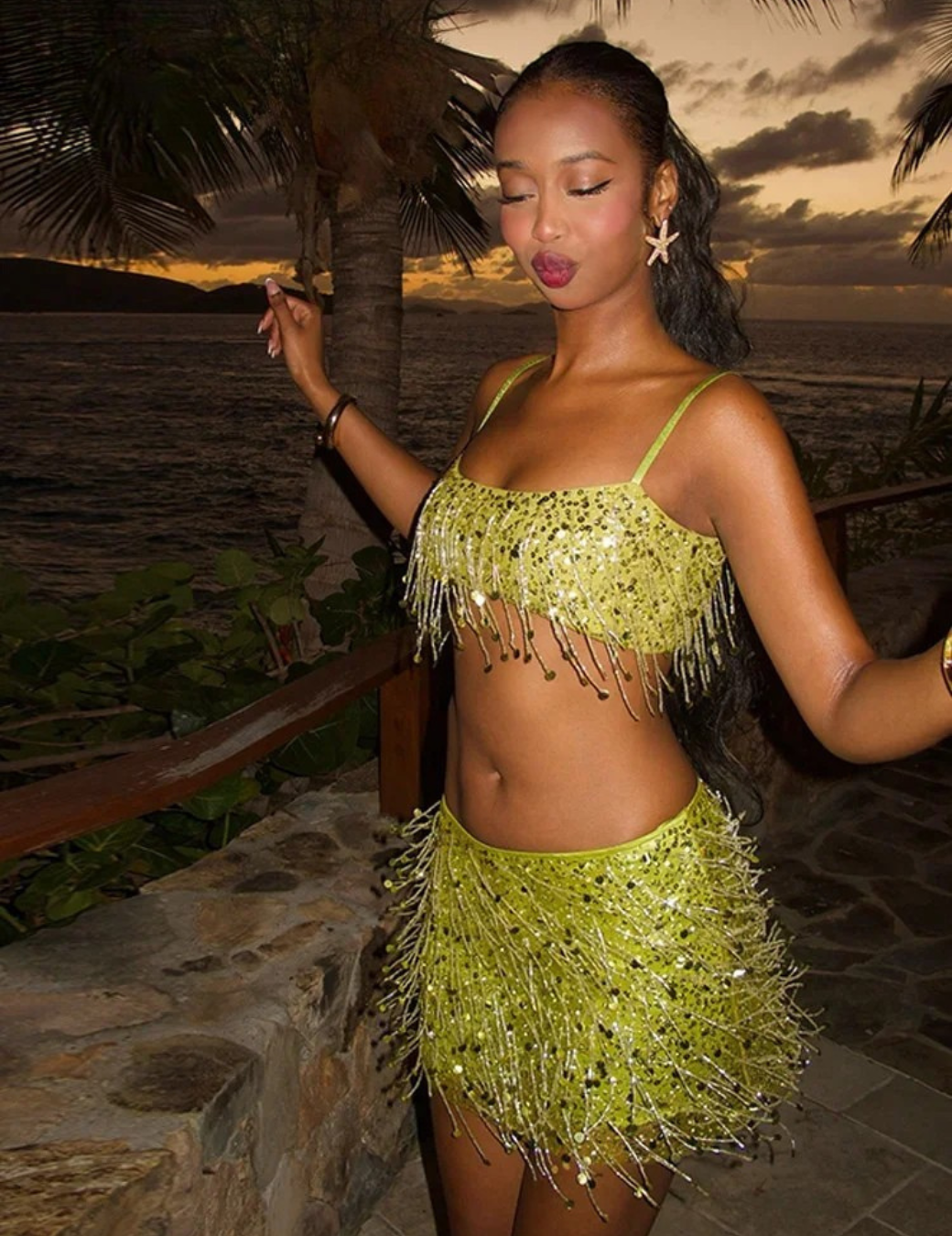 Leilani – Glamouröses 2-teiliges Set mit Perlenfransen