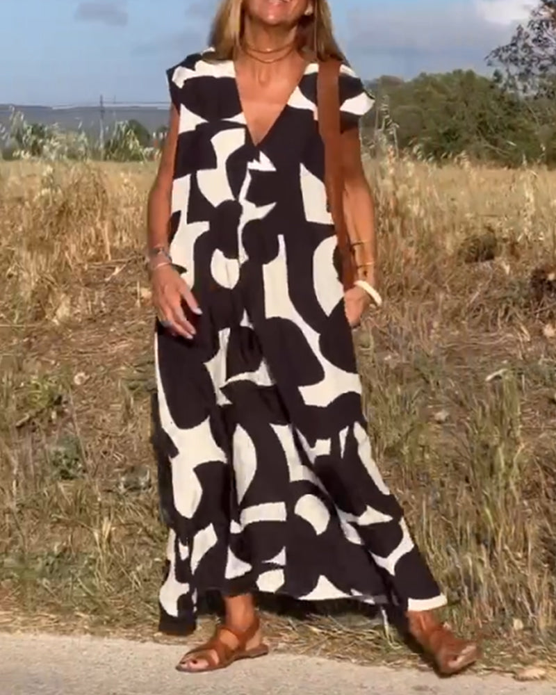 Sophia | Kleid mit Print und V-Ausschnitt
