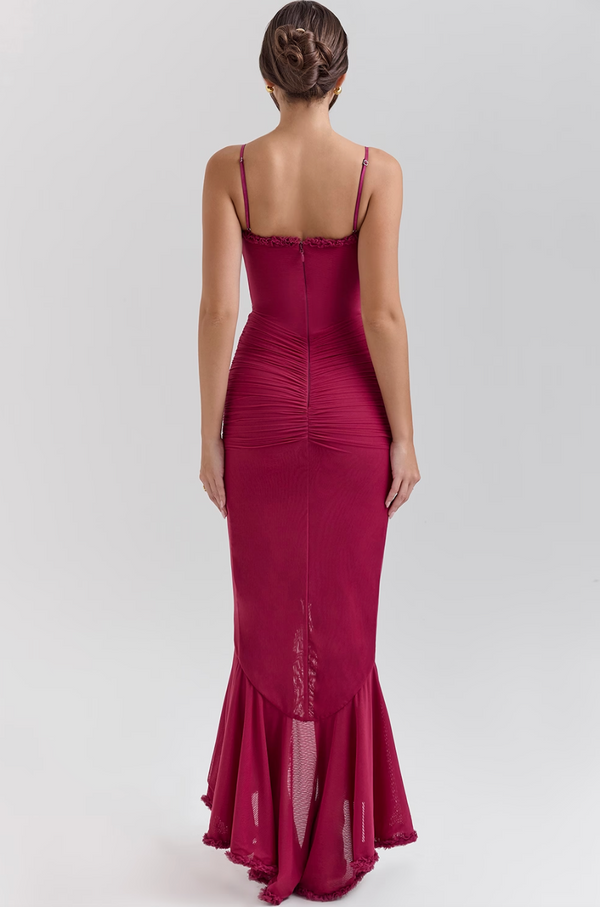 Leah | Maxikleid mit Rüschen und Schlitz