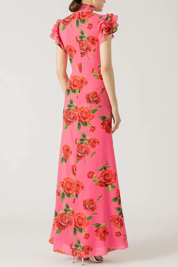 Lenia – Modernes Kleid mit Stehkragen und ausgestellten Ärmeln