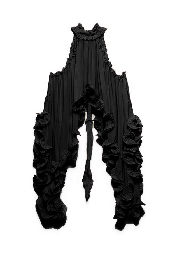 Romantic Drama – Ausgestelltes Top mit welligen Volants und Nackenbindung