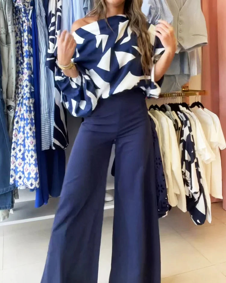 Joanna – Zweiteiliges Freizeit-Set aus Top und Hose mit Print