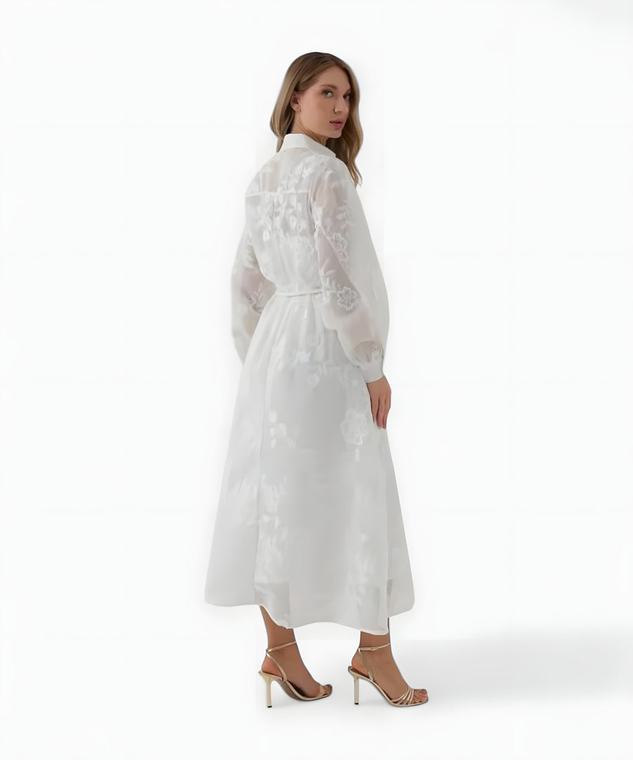 Isadora Jacquard Midi Dress | White