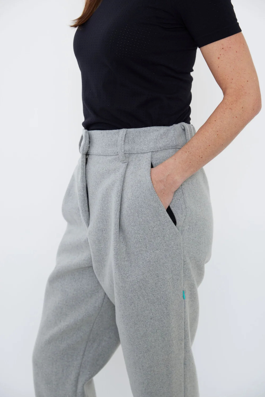 Leona Light Gray High-Waist Tailored Chino Stylish Pants