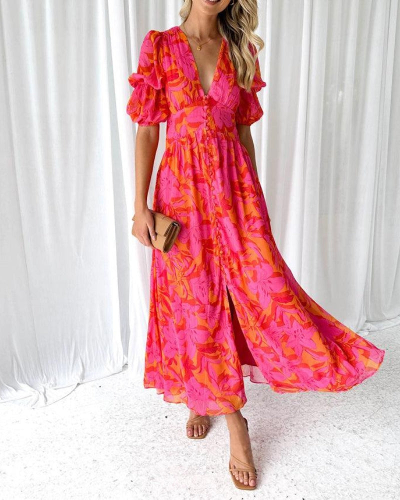 Derana | Rot-rosa Maxikleid