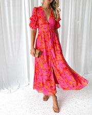 Derana™ - Rot-rosa Maxikleid