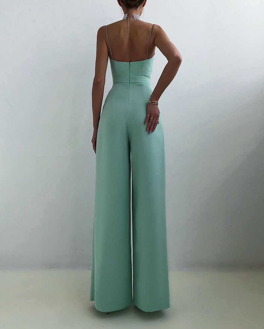Rebecca – Overall mit geradem Bein, hoher Taille und feinen Trägern