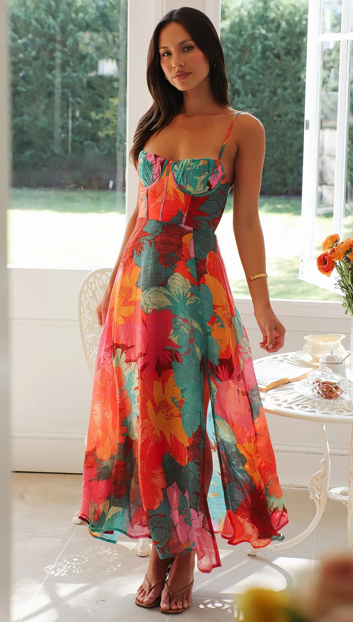 Damenkleid mit sexy Trägern und Blumenmuster