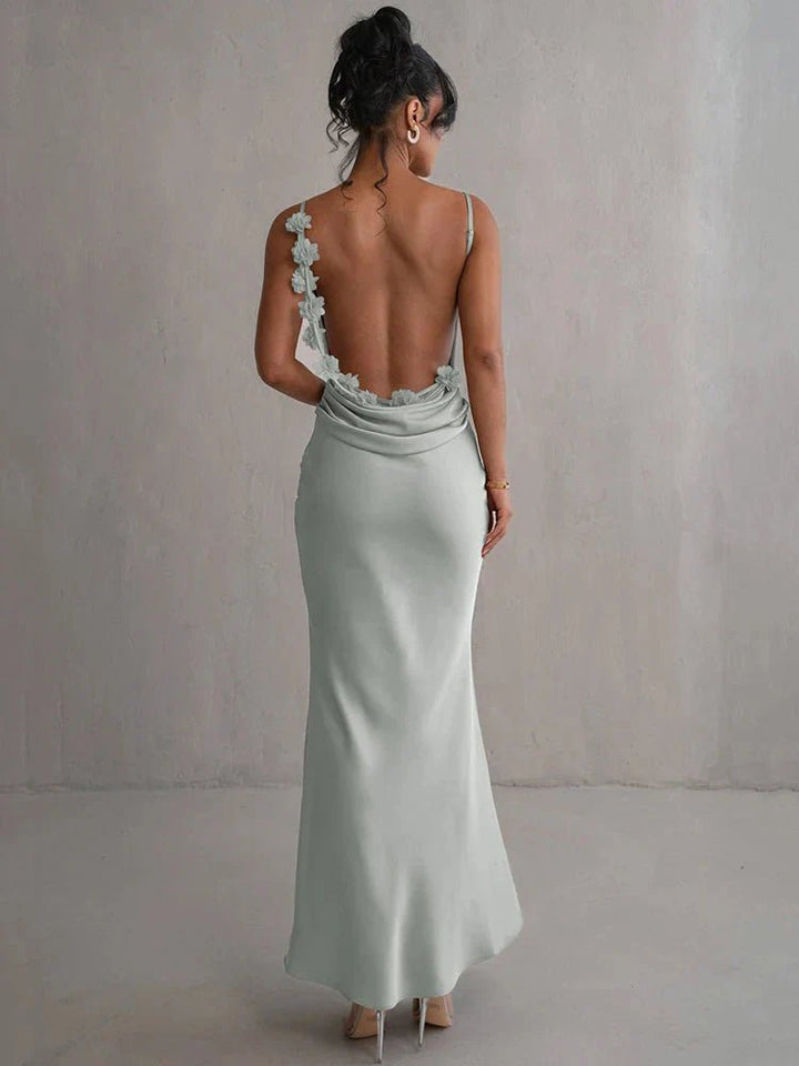 Nina™ Luxuriöses Seiden-Party-Kleid mit Rüschen