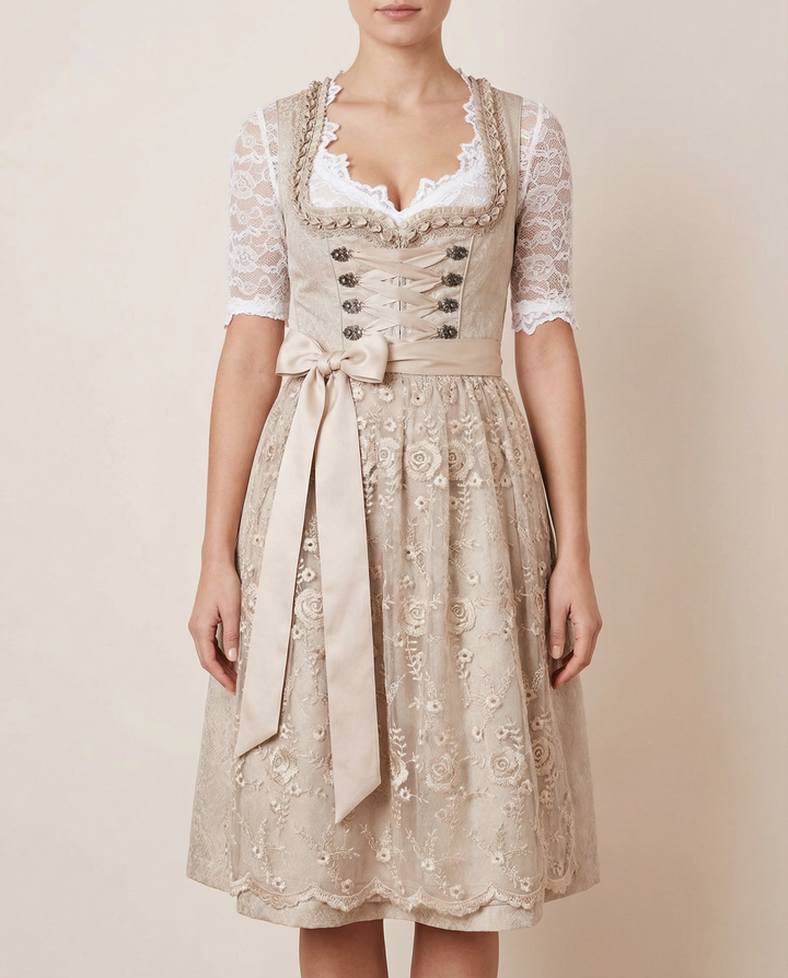 CAAY | Traditionelles Deutsches Dirndlkleid mit Schnürmieder