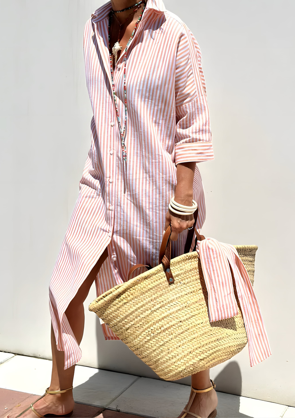 Soren Leichtes Streifenkleid in eleganter Optik - Rosa