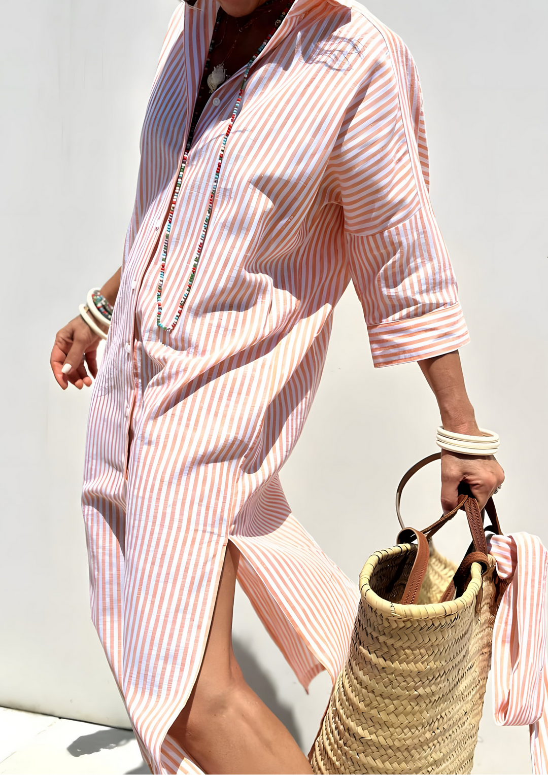 Soren Leichtes Streifenkleid in eleganter Optik - Rosa