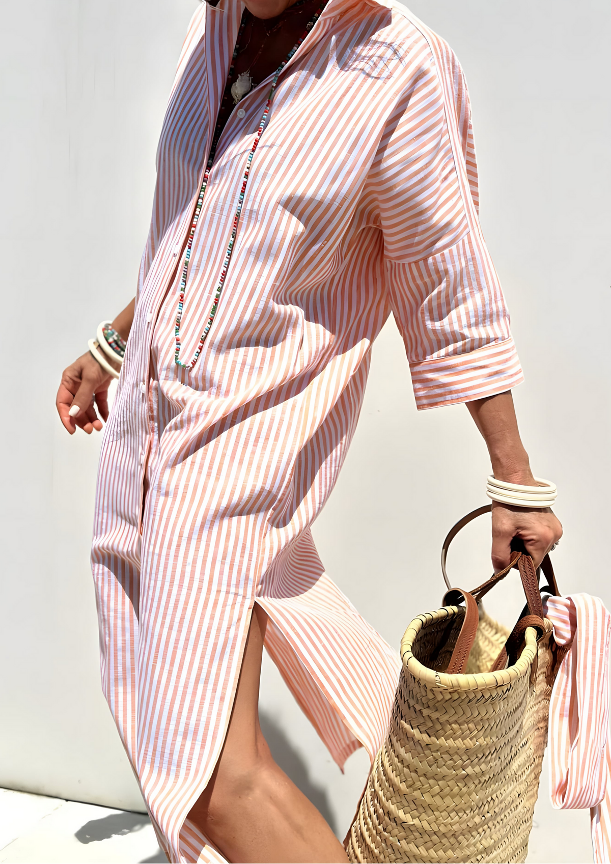 Soren Leichtes Streifenkleid in eleganter Optik - Rosa