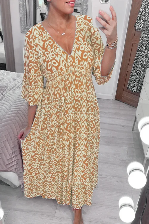 Olivia | Kleid mit V-Ausschnitt und weiten Ärmeln