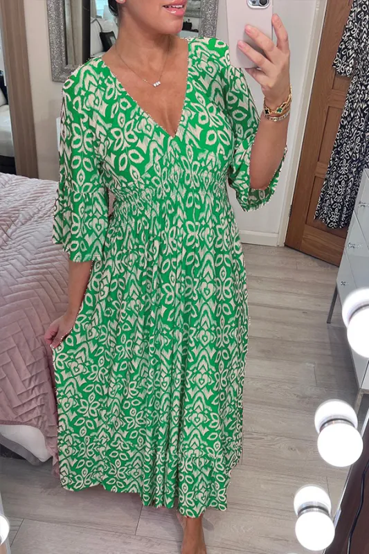 Olivia | Kleid mit V-Ausschnitt und weiten Ärmeln