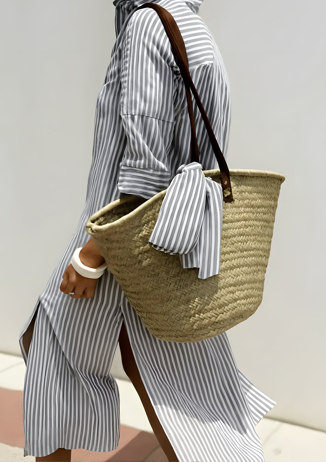 Soren Leichtes Streifenkleid in eleganter Optik - Weiß