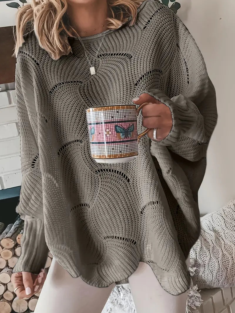 Adrianna™ | einfarbiger Strickpullover mit Ausschnitten