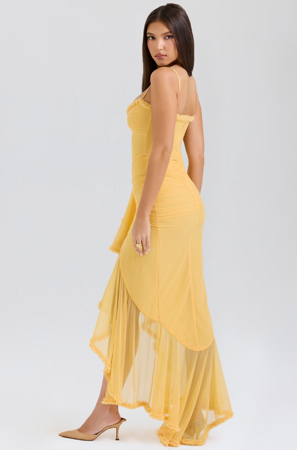 Leah | Maxikleid mit Rüschen und Schlitz