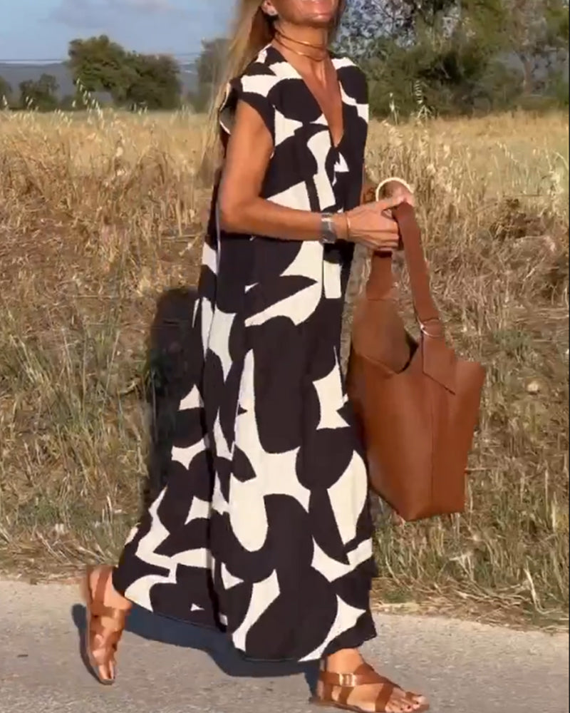 Sophia | Kleid mit Print und V-Ausschnitt